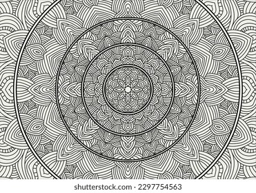 Vector Mandala Coloring Page. Mandala illustration for coloring book.