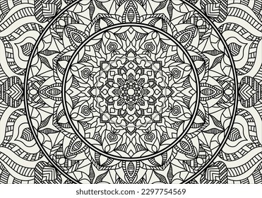 Vector Mandala Coloring Page. Mandala illustration for coloring book.