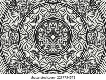 Vector Mandala Coloring Page. Mandala illustration for coloring book.
