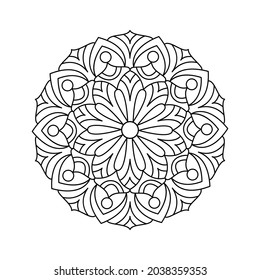 Vector mandala coloring page. Round pattern for adult coloring book and meditative process