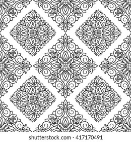 vector, mandala, contour illustration, abstract, floral pattern, boho style, seamless pattern