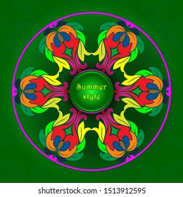 Vector mandala decor for your design with abstract ornament. Vector vintage business card. Oriental design Layout. Islam, Arabic, Indian, ottoman motifs. Ornamental doodle background.