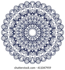Vector mandala. Decor for your design, lace ornament, round pattern with lots of details. Oriental style, handmade lace.