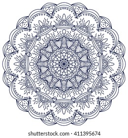 Vector mandala. Decor for your design, lace ornament, round pattern with lots of details. Oriental style, handmade lace.