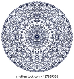 Vector mandala. Decor for your design, lace ornament, round pattern with lots of details. Oriental style, handmade lace.