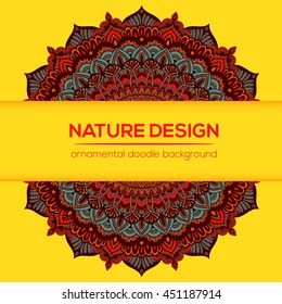 Vector mandala decor for your design with abstract ornament. Vector vintage business card. Oriental design Layout. Islam, Arabic, Indian, ottoman motifs. Ornamental doodle background.