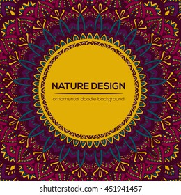 Vector mandala decor for your design with abstract ornament. Vector vintage business card. Oriental design Layout. Islam, Arabic, Indian, ottoman motifs. Ornamental doodle background.