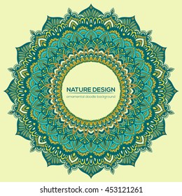 Vector mandala decor for your design with abstract ornament. Vector vintage business card. Oriental design Layout. Islam, Arabic, Indian, ottoman motifs. Ornamental doodle background.