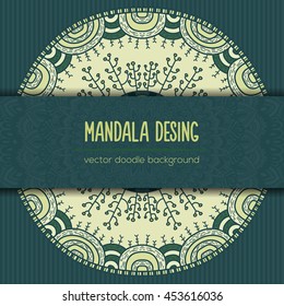 Vector mandala decor for your design with abstract ornament. Vector vintage nature business card. Oriental design Layout. Islam, Arabic, Indian, ottoman motifs. Ornamental doodle background.