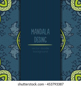 Vector mandala decor for your design with abstract ornament about forest and foxes.. Vector vintage business card. Oriental design Layout. Islam, Arabic, Indian, ottoman motifs.