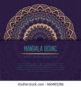 Vector mandala decor for your design with abstract ornament. Vector vintage business card. Oriental design Layout. Islam, Arabic, Indian, ottoman motifs. Ornamental doodle background.