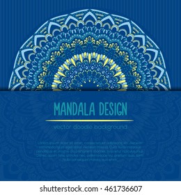 Vector mandala decor for your design with abstract ornament. Vector vintage business card. Oriental design Layout. Islam, Arabic, Indian, ottoman motifs. Ornamental doodle background.