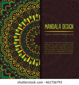Vector mandala decor for your design with abstract ornament. Vector vintage business card. Oriental design Layout. Islam, Arabic, Indian, ottoman motifs. Ornamental doodle background.