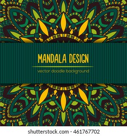 Vector mandala decor for your design with abstract ornament. Vector vintage business card. Oriental design Layout. Islam, Arabic, Indian, ottoman motifs. Ornamental doodle background.