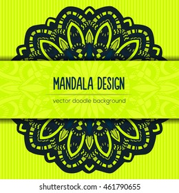 Vector mandala decor for your design with abstract ornament. Vector vintage business card. Oriental design Layout. Islam, Arabic, Indian, ottoman motifs. Ornamental doodle background.