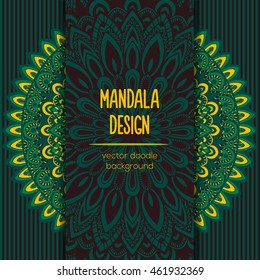 Vector mandala decor for your design with abstract ornament. Vector vintage business card. Oriental design Layout. Islam, Arabic, Indian, ottoman motifs.