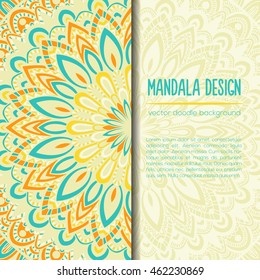 Vector mandala decor for your design with abstract ornament. Vector vintage business card. Oriental design Layout. Islam, Arabic, Indian, ottoman motifs.