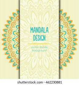 Vector mandala decor for your design with abstract ornament. Vector vintage business card. Oriental design Layout. Islam, Arabic, Indian, ottoman motifs.