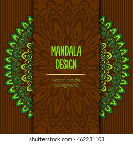 Vector mandala decor for your design with abstract ornament. Vector vintage business card. Oriental design Layout. Islam, Arabic, Indian, ottoman motifs.