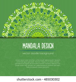 Vector mandala decor for your design with abstract ornament. Vector vintage business card. Oriental design Layout. Islam, Arabic, Indian, ottoman motifs. Ornamental doodle background.