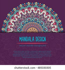 Vector mandala decor for your design with abstract ornament. Vector vintage business card. Oriental design Layout. Islam, Arabic, Indian, ottoman motifs. Ornamental doodle background.