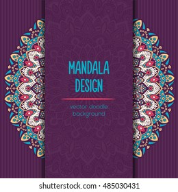 Vector mandala decor for your design with abstract ornament. Vector vintage business card. Oriental design Layout. Islam, Arabic, Indian, ottoman motifs. Ornamental doodle background.