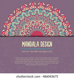 Vector mandala decor for your design with abstract ornament. Vector vintage business card. Oriental design Layout. Islam, Arabic, Indian, ottoman motifs. Ornamental doodle background.