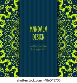 Vector mandala decor for your design with abstract ornament. Vector vintage business card. Oriental design Layout. Islam, Arabic, Indian, ottoman motifs. Ornamental doodle background.