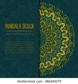 Vector mandala decor for your design with abstract ornament. Vector vintage business card. Oriental design Layout. Islam, Arabic, Indian, ottoman motifs. Ornamental doodle background.