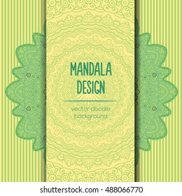 Vector mandala decor for your design with abstract ornament. Vector tribal business card. Oriental design Layout. Islam, Arabic, Indian, ottoman motifs. Ornamental doodle background.