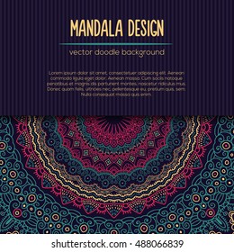 Vector mandala decor for your design with abstract ornament. Vector tribal business card. Oriental design Layout. Islam, Arabic, Indian, ottoman motifs. Ornamental doodle background.