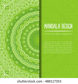 Vector mandala decor for your design with abstract ornament. Vector trinal business card. Oriental design Layout. Islam, Arabic, Indian, ottoman motifs. Ornamental doodle background.
