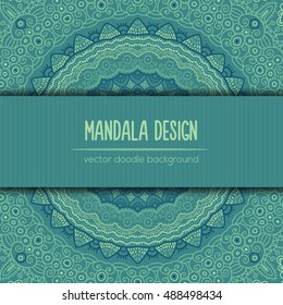 Vector mandala decor for your design with abstract ornament. Vector trinal business card. Oriental design Layout. Islam, Arabic, Indian, ottoman motifs. Ornamental doodle background.