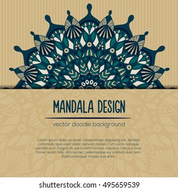 Vector mandala decor for your design with abstract ornament. Vector trinal business card. Oriental design Layout. Islam, Arabic, Indian, ottoman motifs.