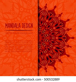 Vector mandala decor for your design with abstract ornament. Vector tribal business card. Oriental design Layout. Islam, Arabic, Indian, ottoman motifs. Ornamental doodle background.