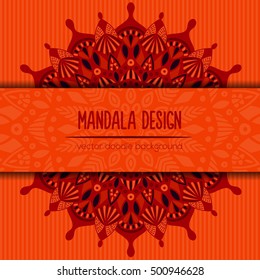 Vector mandala decor for your design with abstract ornament. Vector tribal business card. Oriental design Layout. Islam, Arabic, Indian, ottoman motifs. Ornamental doodle background.