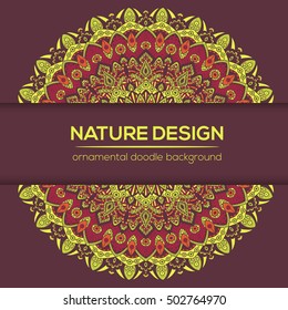 Vector mandala decor for your design with abstract ornament. Vector tribal business card. Oriental design Layout. Islam, Arabic, Indian, ottoman motifs. Ornamental doodle background.