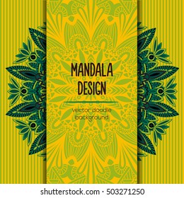 Vector mandala decor for your design with abstract ornament. Vector tribal business card. Oriental design Layout. Islam, Arabic, Indian, ottoman motifs. Ornamental doodle background.