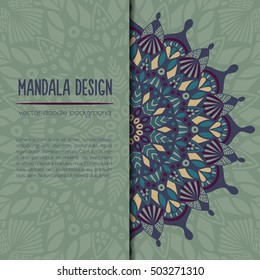 Vector mandala decor for your design with abstract ornament. Vector tribal business card. Oriental design Layout. Islam, Arabic, Indian, ottoman motifs. Ornamental doodle background.