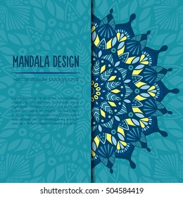 Vector mandala decor for your design with abstract ornament. Vector tribal business card. Oriental design Layout. Islam, Arabic, Indian, ottoman motifs. Ornamental doodle background.