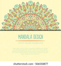 Vector mandala decor for your design with abstract ornament. Vector tribal business card. Oriental design Layout. Islam, Arabic, Indian, ottoman motifs. Ornamental doodle background.