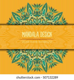 Vector mandala decor for your design with abstract ornament. Vector tribal business card. Oriental design Layout. Islam, Arabic, Indian, ottoman motifs. Ornamental doodle background.