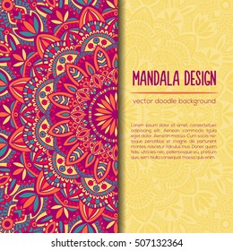 Vector mandala decor for your design with abstract ornament. Vector tribal business card. Oriental design Layout. Islam, Arabic, Indian, ottoman motifs. Ornamental doodle background.