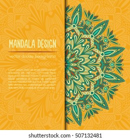 Vector mandala decor for your design with abstract ornament. Vector tribal business card. Oriental design Layout. Islam, Arabic, Indian, ottoman motifs. Ornamental doodle background.