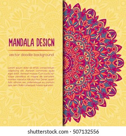 Vector mandala decor for your design with abstract ornament. Vector tribal business card. Oriental design Layout. Islam, Arabic, Indian, ottoman motifs. Ornamental doodle background.