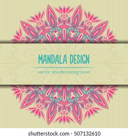 Vector mandala decor for your design with abstract ornament. Vector tribal business card. Oriental design Layout. Islam, Arabic, Indian, ottoman motifs. Ornamental doodle background.