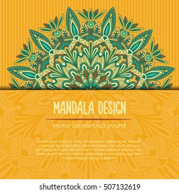 Vector mandala decor for your design with abstract ornament. Vector tribal business card. Oriental design Layout. Islam, Arabic, Indian, ottoman motifs. Ornamental doodle background.