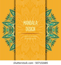Vector mandala decor for your design with abstract ornament. Vector tribal business card. Oriental design Layout. Islam, Arabic, Indian, ottoman motifs. Ornamental doodle background.