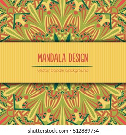 Vector mandala decor for your design with abstract ornament. Vector tribal business card. Oriental design Layout. Islam, Arabic, Indian, ottoman motifs. Ornamental doodle background.
