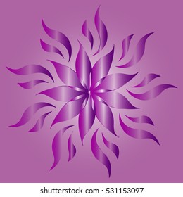 Vector mandala. Decor for your design, lace ornament, round pattern with lots of details. Oriental style, floral purple pattern, isolated on purple background. Circle lace ornament. Monochrome mandala